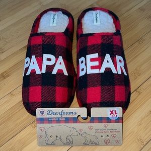 ♥️🖤 ”PAPA BEAR” dearfoams men’s size XL/13-14 slippers